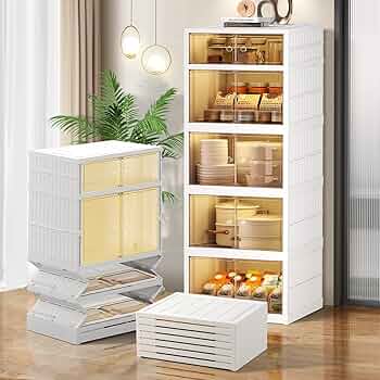 折りたたみ式収納プラスチック製キャビネット Amazon｜収納キャビネット 一層入り 扉付き折り畳みコンテナ